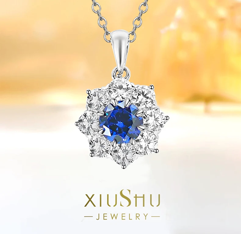 Moda Girasole Blu Tesoro 925 Ciondolo In Argento Sterling Stile Versatile Gioielli Donna Bape Reiki