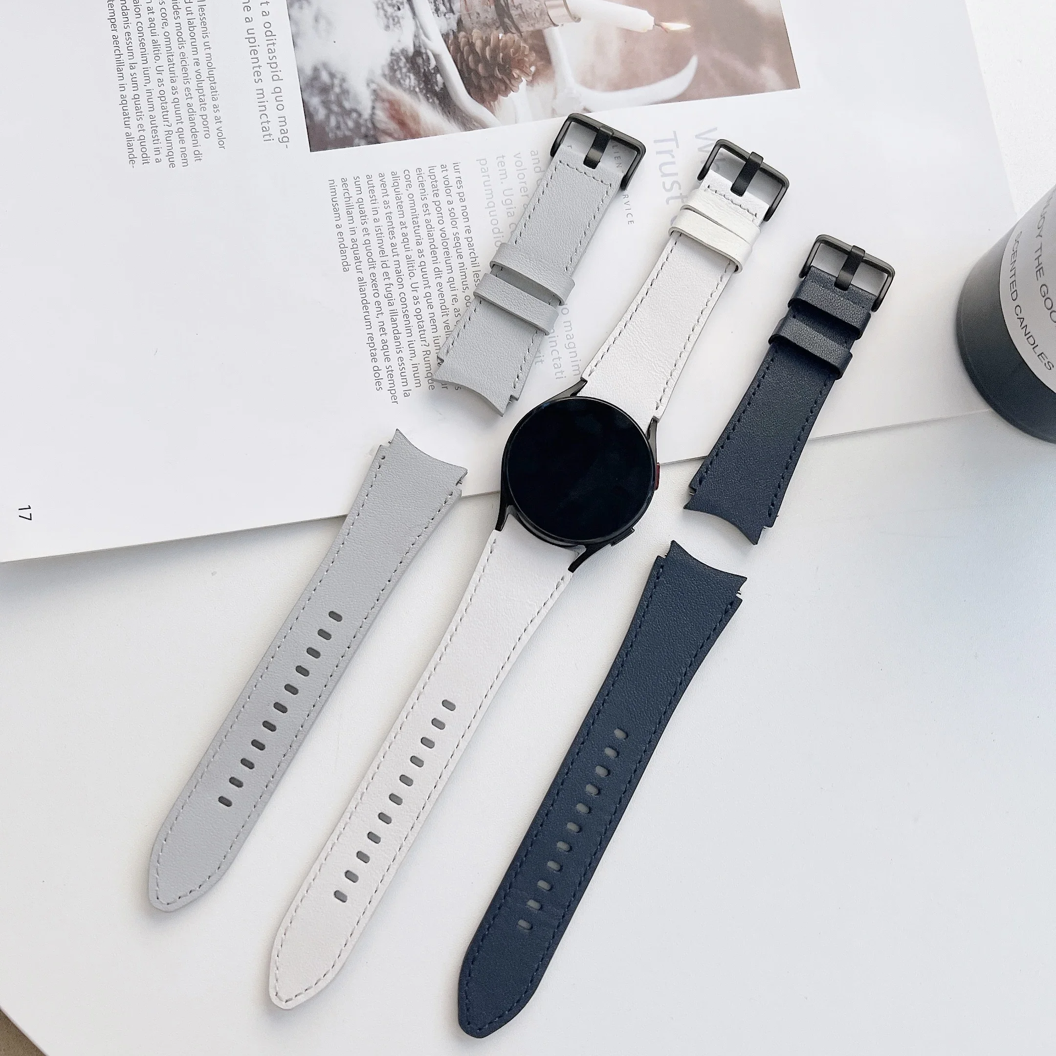 Cinturino In Pelle Per Samsung Galaxy Watch 6/4 Classic 47Mm 46Mm 42Mm Cinturino Comfort Cucito A Mano Per Orologio 6/5/4 44Mm 40Mm 45Mm