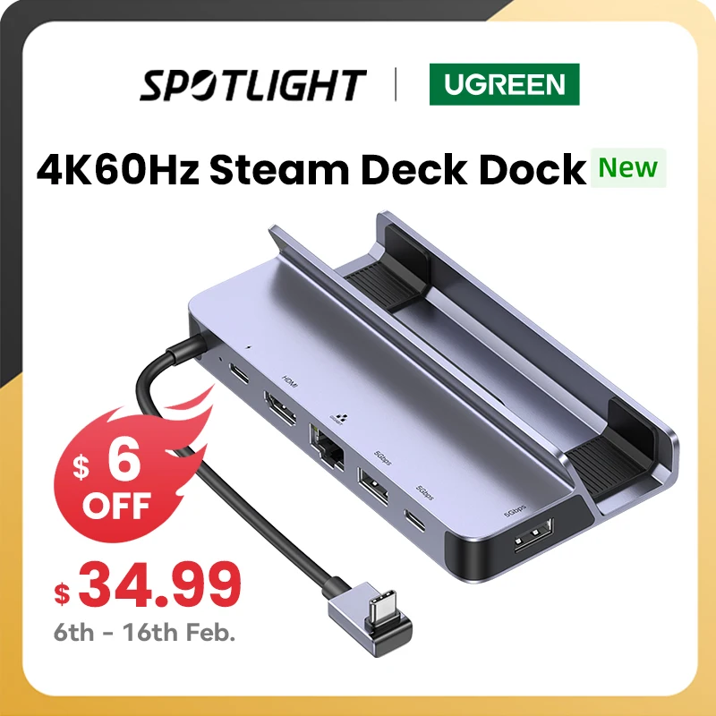 Docking Station Usb C Ugreen Per Steam Deck 4 K60Hz Rj45 Pd100W Dock Compatibile Con Steam Deck Rog Ally Iphone 15 Pro/Pro Max