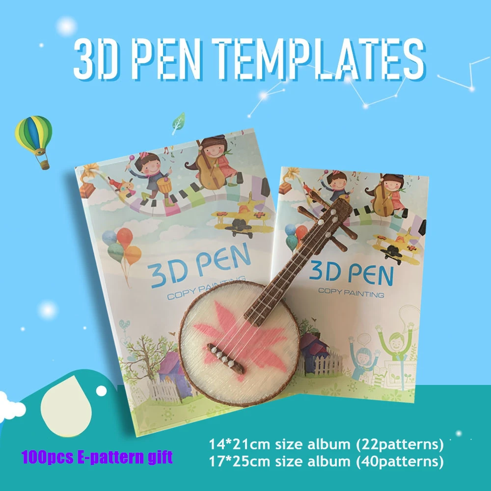 22 Modelli + 40 Modelli 3D Pen Template Pattern Book Album Con Graffiti Film Drawing Board Per Myriwell Sunlu 3D Pen Tool Parts