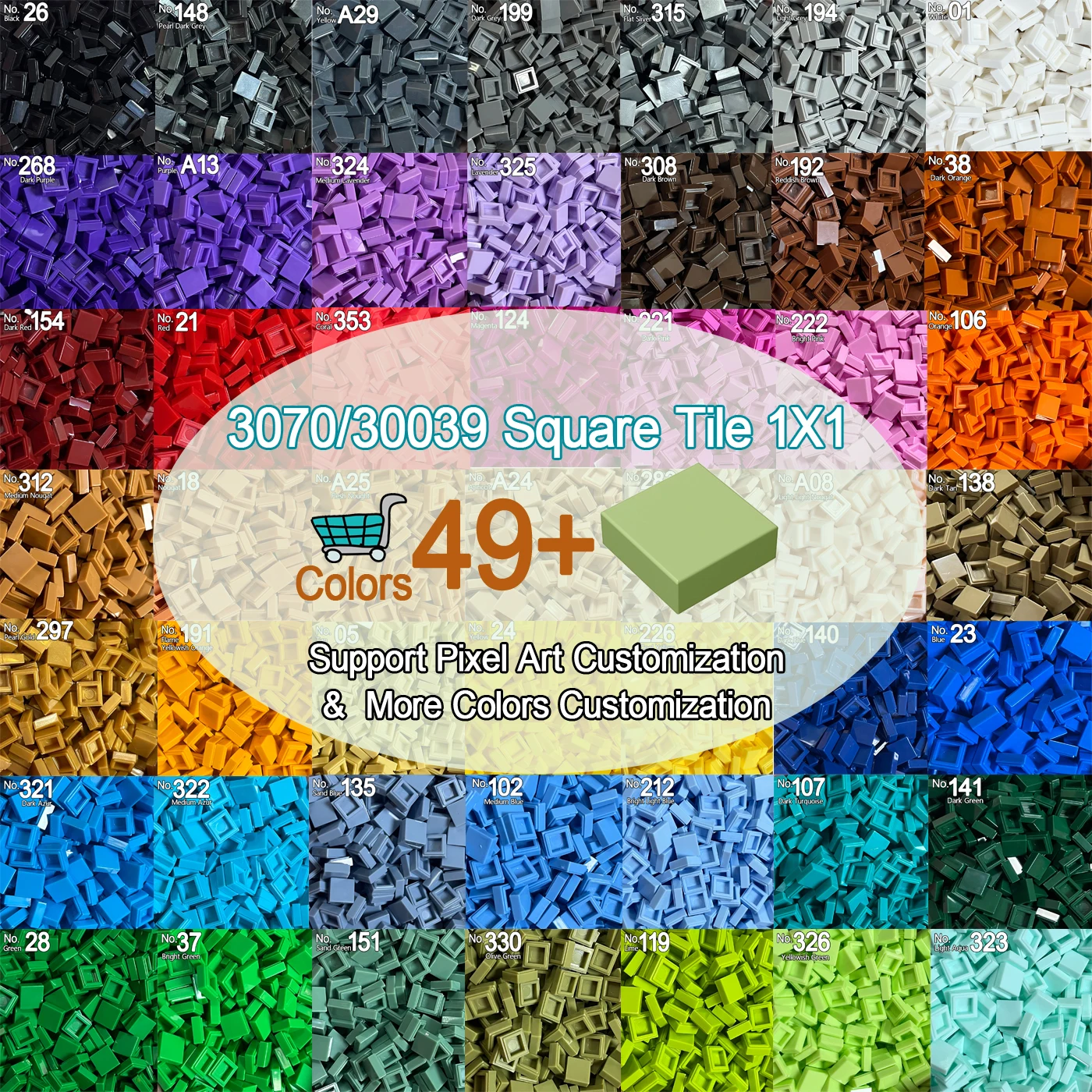 Acquista All'Ingrosso Tile1X1 Pixel Art Remix Painting 49 + Colors Building Block Parti Moc Brick Mosaic Maker Giocattoli Fai Da Te 3070/30039 3400 Pz