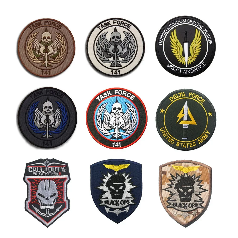 Call Of Duty Patch Task Force 141 Codice Black Ops Ricamo 141 Codice Bracciale Tactical Skull Badge Hook Loop Patch Sui Vestiti