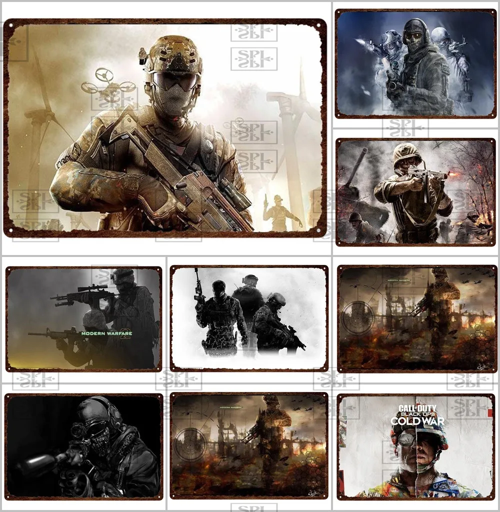 Videogioco Tin Sign Poster Call Of Duty:Black Ops Metal Print Plates Pub Bar Sign Blood Action Gaming Metal Wall Decor Placche