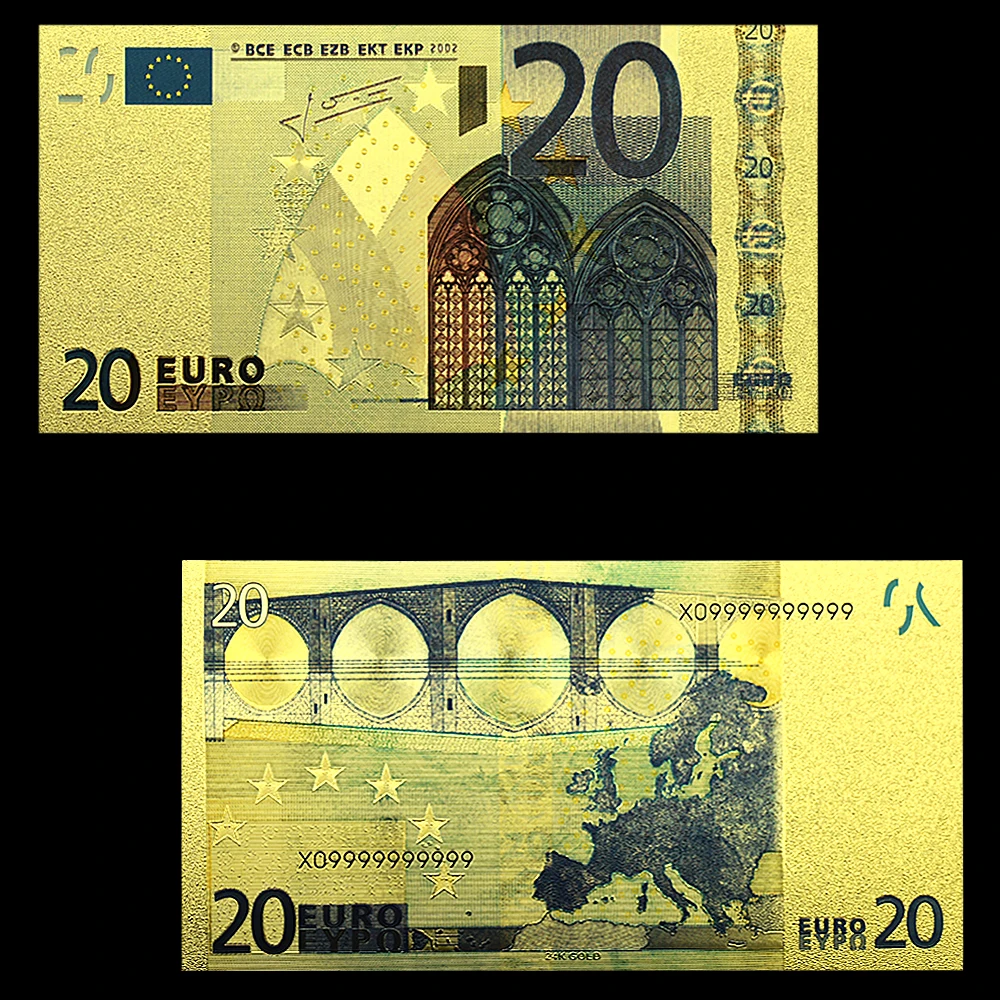 Banconote Europee In Lamina D'Oro 20 Euro Soldi Finti Decorazione Della Casa Regalo Di Capodanno Merci All'Ingrosso
