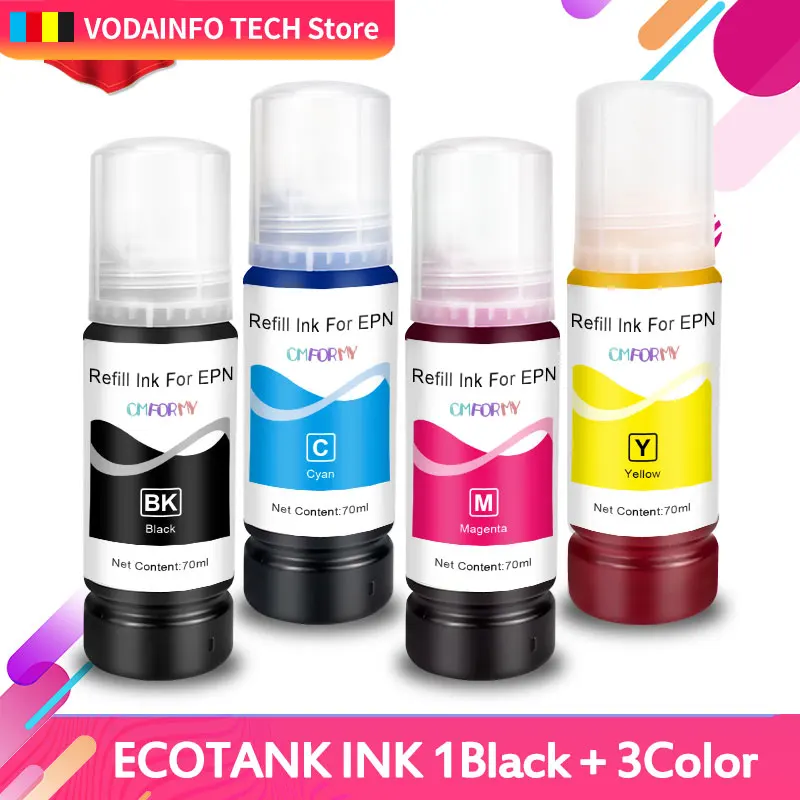 4 Pcs 103 104 105 512 T103 T104 T105 T512 Per Ecotank Ricarica Kit Di Tintura A Base Di Inchiostro Per Epson L3150 L3111 L3151 L3110 Et775
