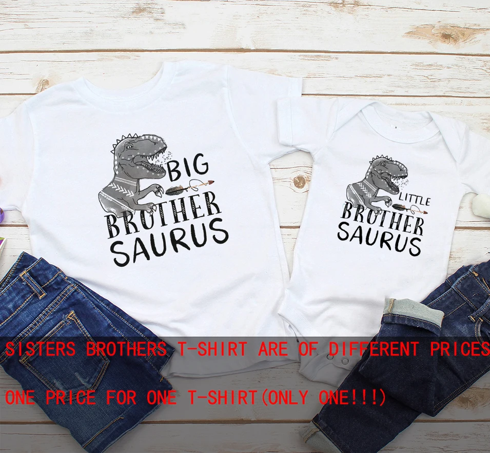 Fratellino Saurus Dinosauro T-Camicette Big Bro Saurus Camicette Fratello Saurus Corrispondenza Shirt Gravidanza Annuncio Vestito