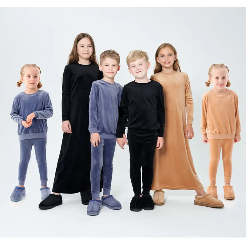 Ap Velour Autunno Inverno Velluto Famiglia Coordinata Set Vestito E Pagliaccetto Vestiti Bambini Bambino Adolescente Ragazzi Ragazze Abbigliamento Cas