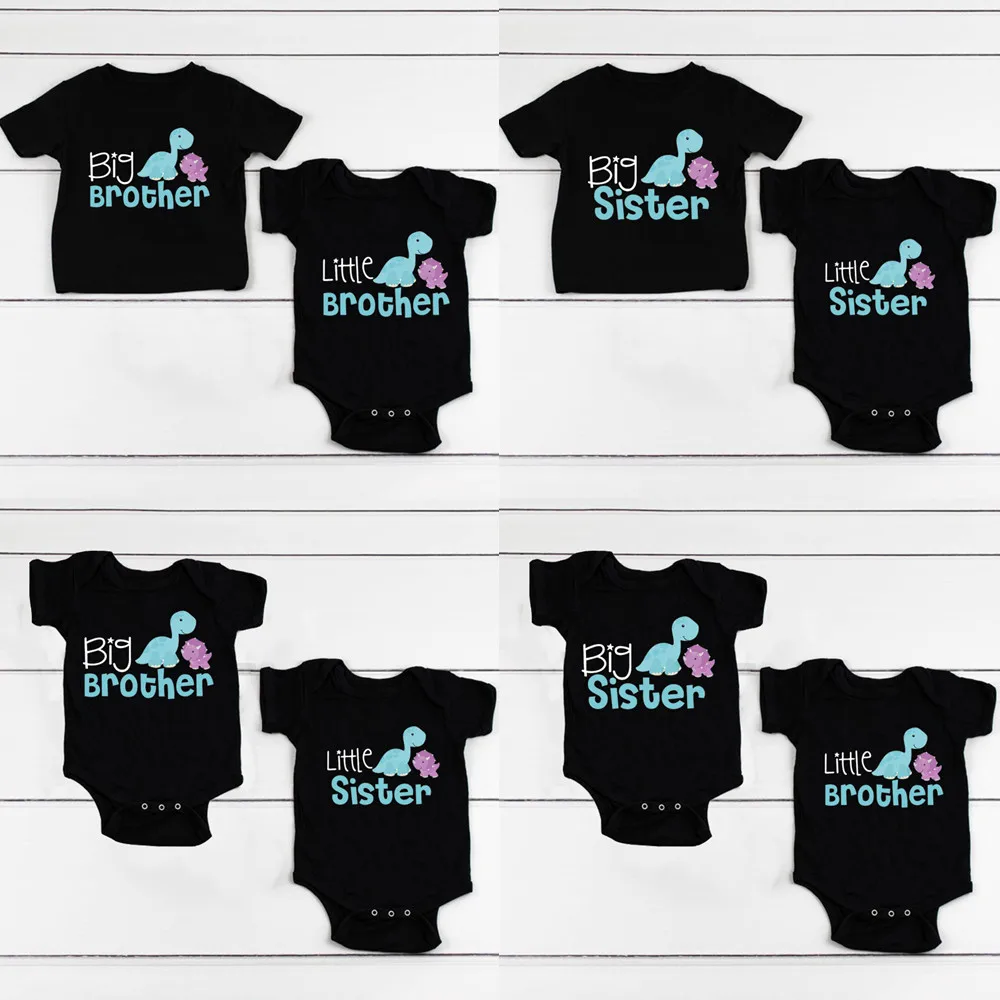 1Pc Big Brother Little Brother Fratelli Camicie Abbinate Simpatici Dinosauri Top Big Brother Little Brother Abiti Coordinati