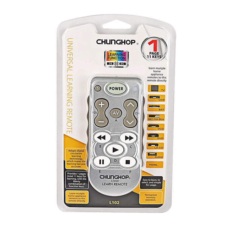 L102 Ir Learning Remote Control Uso Per Tv/Sat/Dvd/Cbl/Cd/Dvb-T Per Samsung Lg Sony Philips Copy Audio