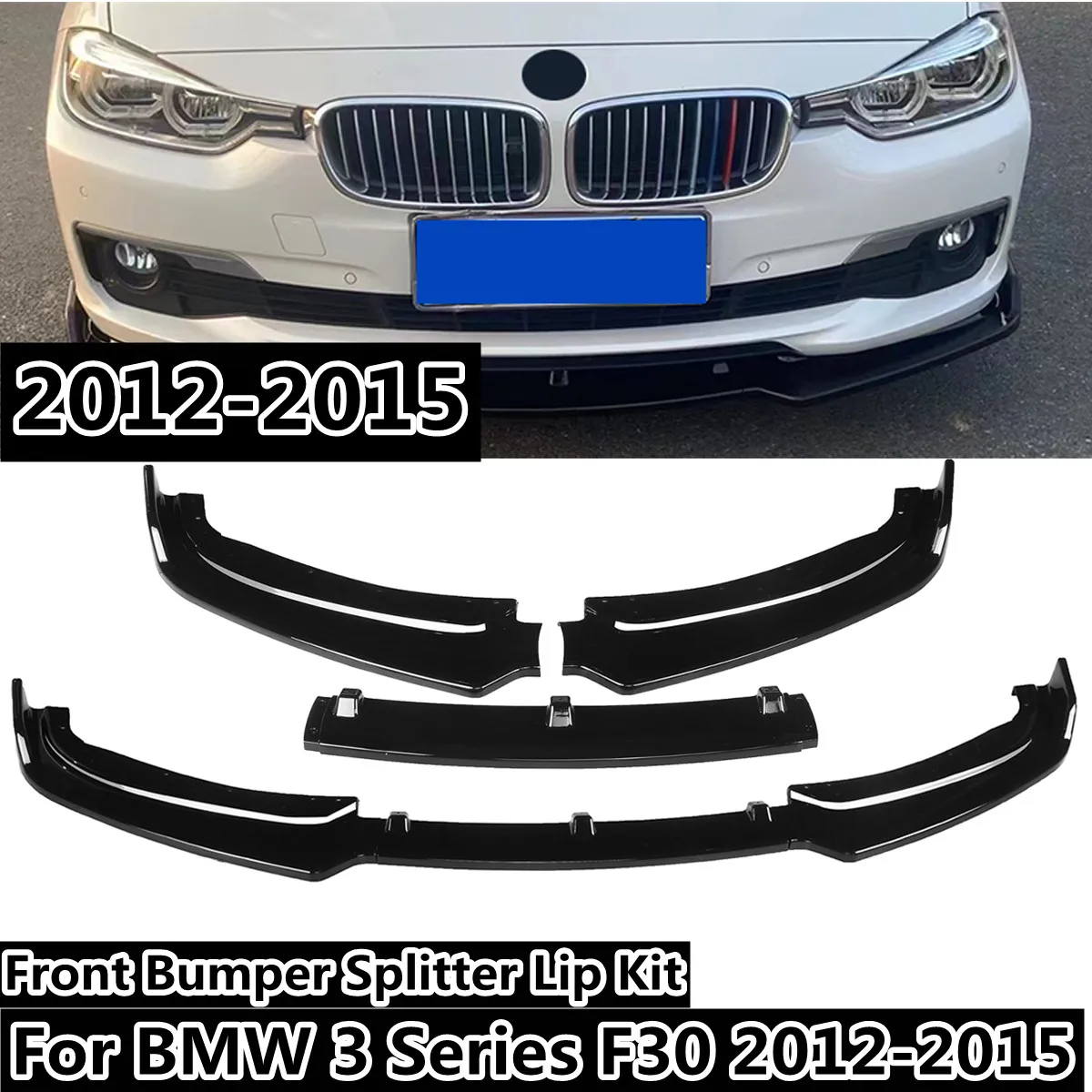 3X Paraurti Anteriore Spoiler Splitter Surround Moulding Cover Body Kit Per Bmw Serie 3 F30 F35 2012 2013 2014 2015 Paraurti Lip