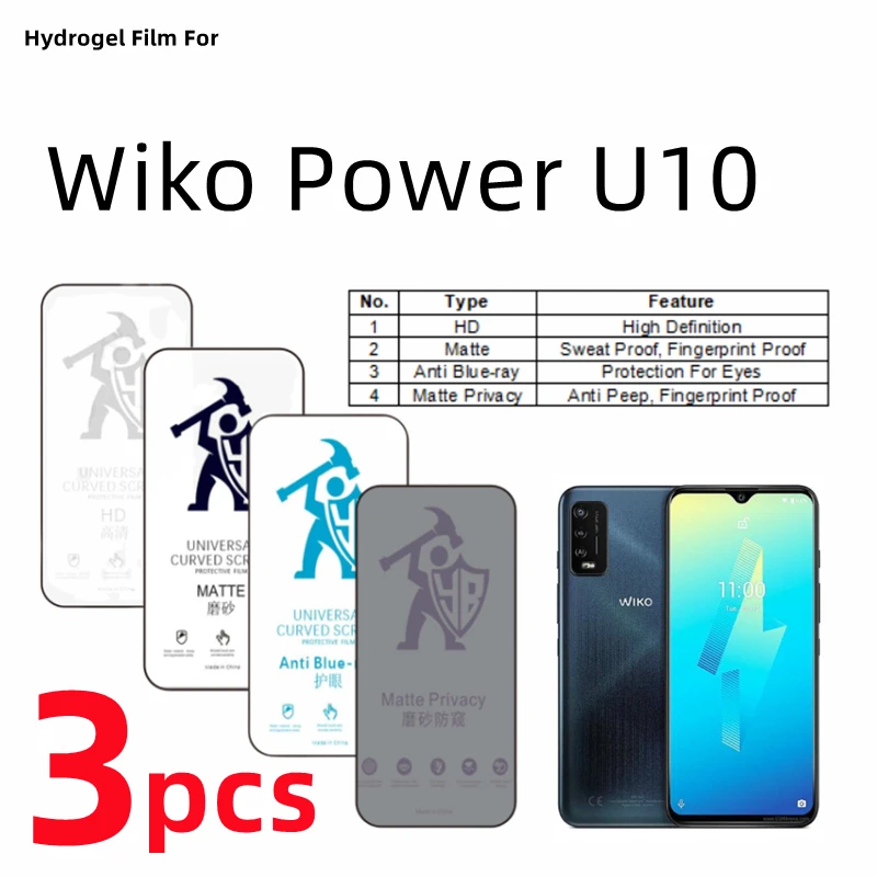 Pellicola Idrogel Hd Da 3 Pezzi Per Wiko Power U10 Pellicola Salvaschermo Opaca Per Wiko Power U10 Pellicola Protettiva Opaca Anti Spia Per La Cura De