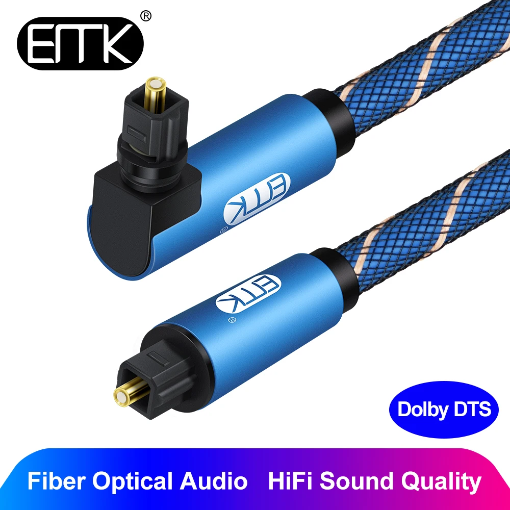 Cavo Ottico Emk 90 Gradi Cavo Audio Ottico Spdif Ad Angolo Retto Od2.2 Cavo Ottico Blu Bianco Dvd Xbox Tv Blu-Ray