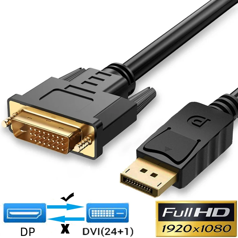 Cavo Displayport Da 1080P Dp A Dvi Dvi-D Cavi Adattatore Da 24 + 1 Pin Dp A Vga Per Cavo Da Xbox Dvi A Displayport 1.8M