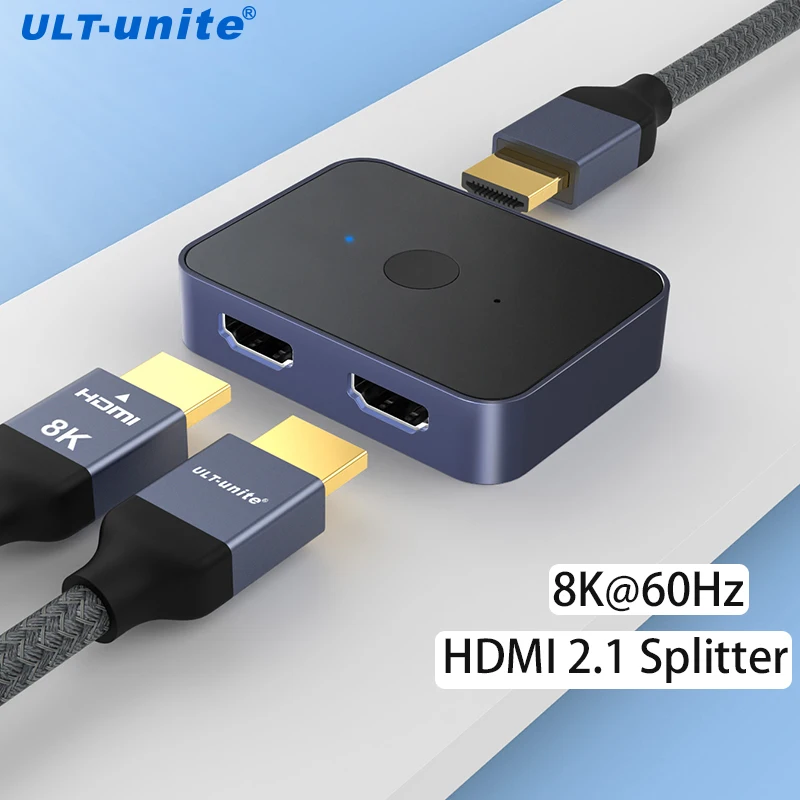 Hdmi 2.1 Splitter 8K60Hz 4K120Hz 2 In 1 Out Per Tv Xiaomi Xbox Seriesx Ps5 Hdmi Cable Monitor 1 In 2 Out Bidirection Hdmi 2.1 Switcher