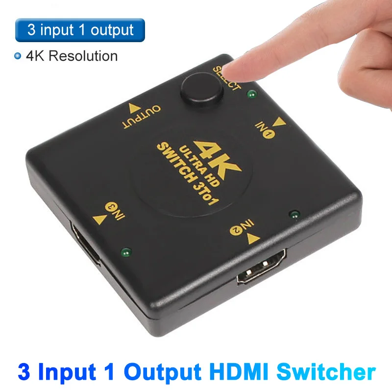 4K 2K Hdmi Switch Kvm Splitter Hd 1080P 3D 3 Input 1 Output Switcher Video Adattatore Compatibile Hdmi Per Dvd Hdtv Xbox Ps3 Ps4