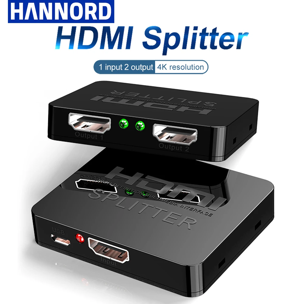 Hannord 4K Splitter Compatibile Hdmi 1X2 Split 1 In 2 Out Amplificatore Switch Splitter Box Video Distribut Per Hdtv Dvd Ps3 Xbox Pc