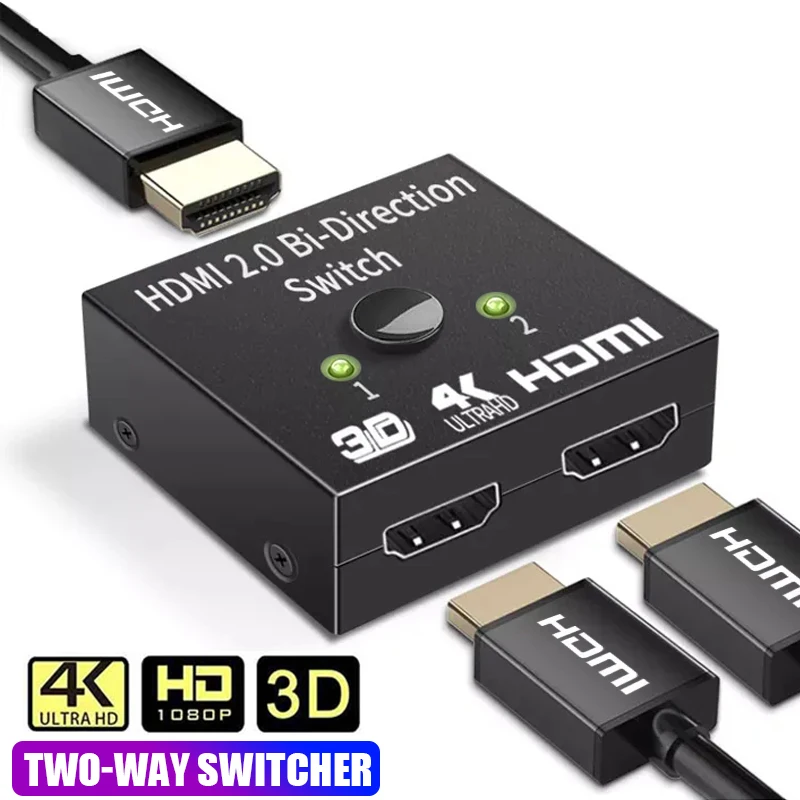 Splitter Hdmi 4K 2 Porte Switcher Hdmi Bidirezionale Convertitore Hdmi 1 In 2 Out 3D Hdr Hdcp Per Adattatore Switcher Ps4 Xbox Hdtv
