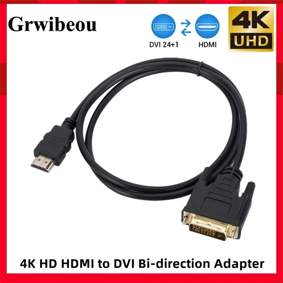 Cavo Hdmi Compatibile A Dvi Bi-Direzione Hdmi Maschio 24 + 1 Dvi-D Adattatore Maschio Convertitore 4K Per Cavo Xbox Hdtv Dvd Lcd Dvi A Hdmi