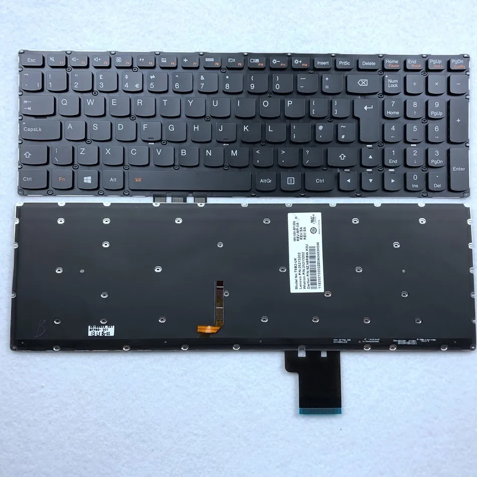 Uk Retroilluminato Tastiera Del Computer Portatile Per Lenovo Y50 Y50-70 Y70-70 U530 U530P U530P-Ifi T6B2-Uk 25213202 Layout Uk