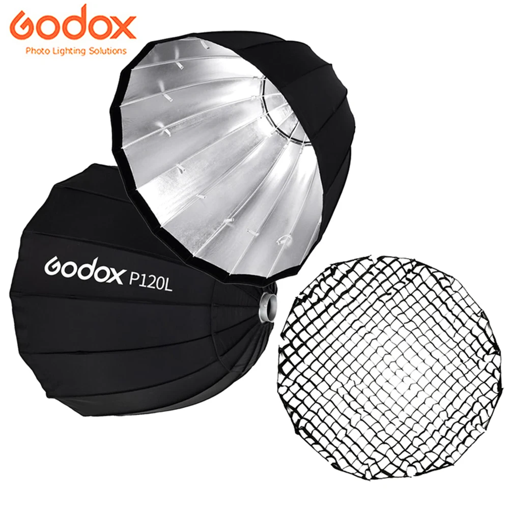Godox P120L / P120H 120Cm Softbox Parabolico Profondo Bowens Mount Soft Box Griglia A Nido D'Ape Per Studio Flash Strobe Monolight