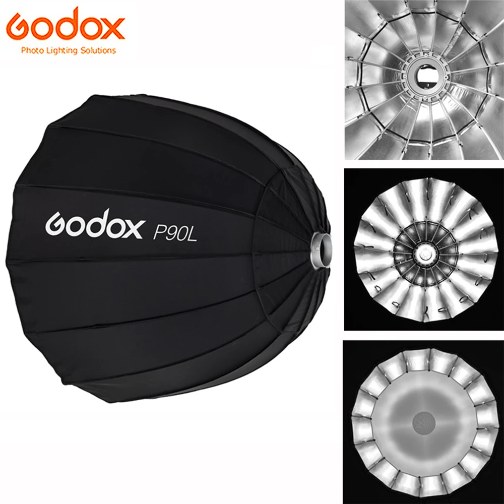 Godox P90L / P90H 90Cm Di Profondità Parabolica Softbox Bowens Mount Soft Box Griglia A Nido D'Ape Fr Photo Studio Flash Strobe Monolight