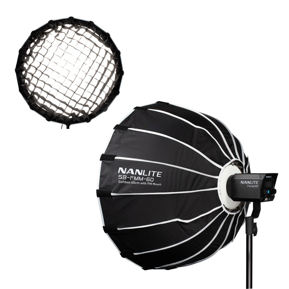 Softbox Parabolico Nanlite 60Cm Con Eggcrate Per Forza 60/60B, Serie Fs, Forza 200, Forza 300/300B, Forza 500 Light
