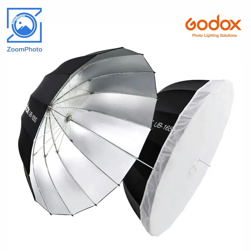 Godox Ub-85S (Ub-085S) Ombrello Parabolico Ombrello Riflettente 85Cm/33.5 "Riflettore Ombrello Nero Argento
