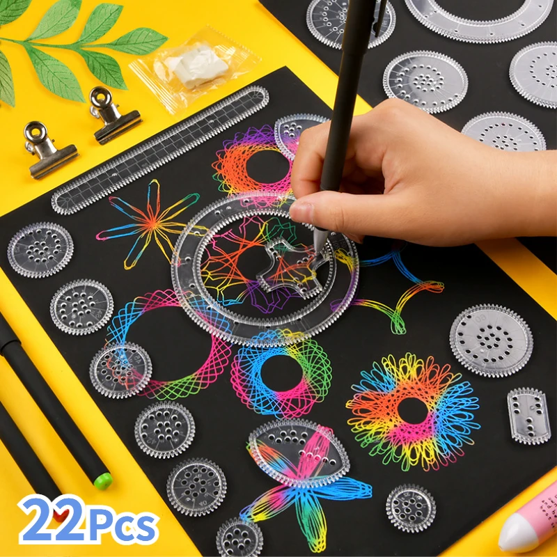 22Pcs Spirograph Righello Set Righello Geometrico Roulette Matematica Strumenti Di Disegno Apprendimento Pittura Puzzle Giocattoli Spirograph Art Tool