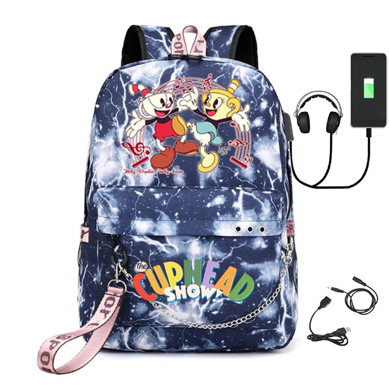 Hot Game Cuphead Show Zaino Bambini Ragazzi Ragazze Anime Cartoon Oxford Zaino Impermeabile Borsa Da Scuola Di Grande Capacità