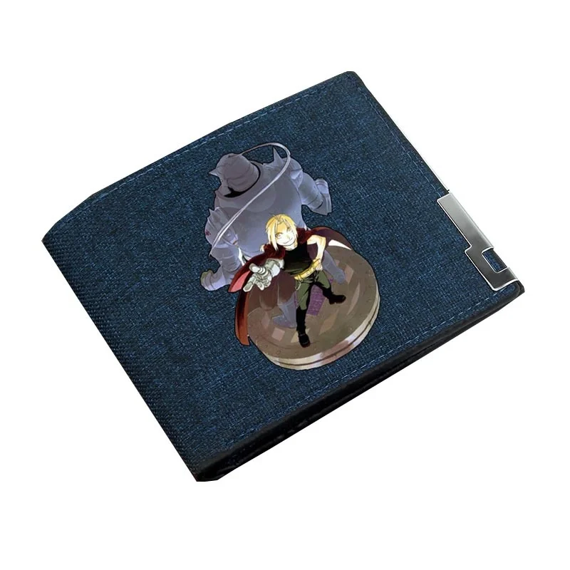Boy Gril Cartoon Coin Purse Anime Game Fullmetal Alchemist Wallet Teenager Canvas Wallet Casual Cash Holder Bi-Fold Short