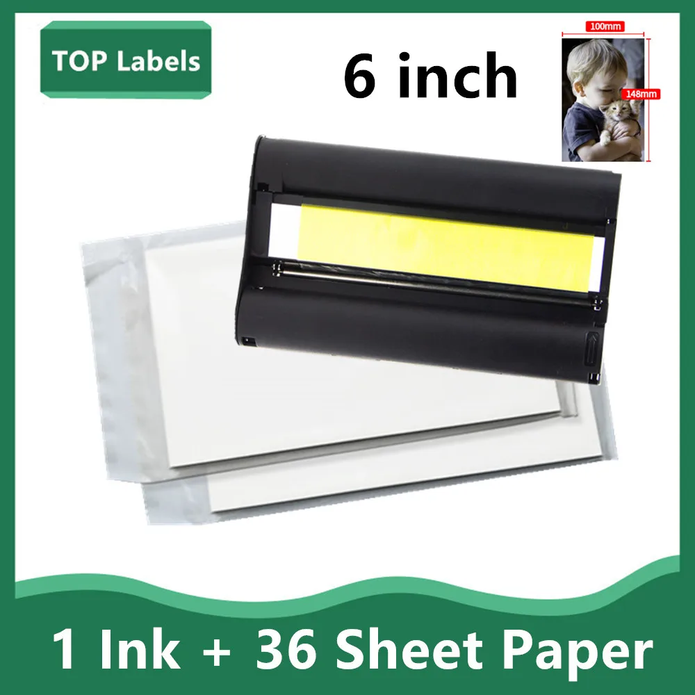 Set Di Inchiostro E Carta A Colori Da 6 "Compatibile Per Stampante Fotografica Canon Selphy Cp1200 Cp1300 Cp910 Cp900 Kp 108In Kp-36In Kp-108In Kp-36I
