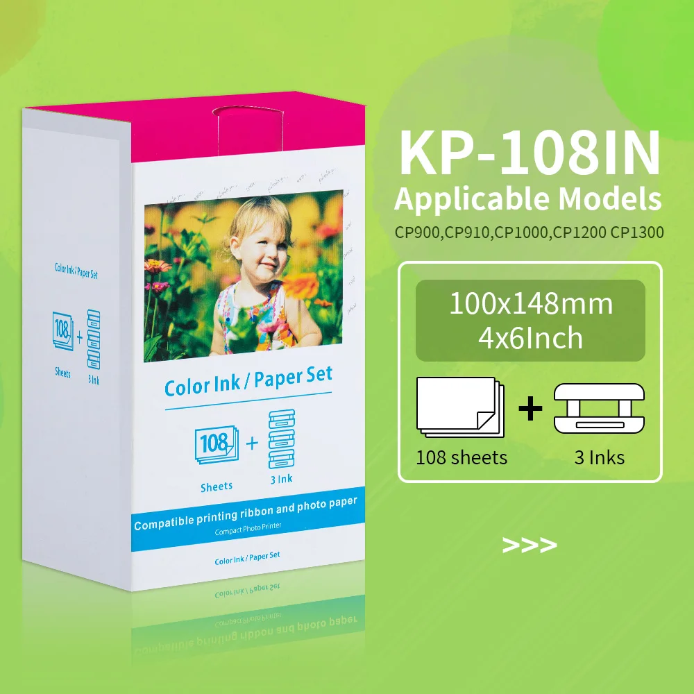 Kp-108In Compatibile Per Canon Color Ink Photo Paper Per Stampante 4X6 Sublimation Rp-108 Per Selphy Cp1300 1000 Cp1200 Cp910 900