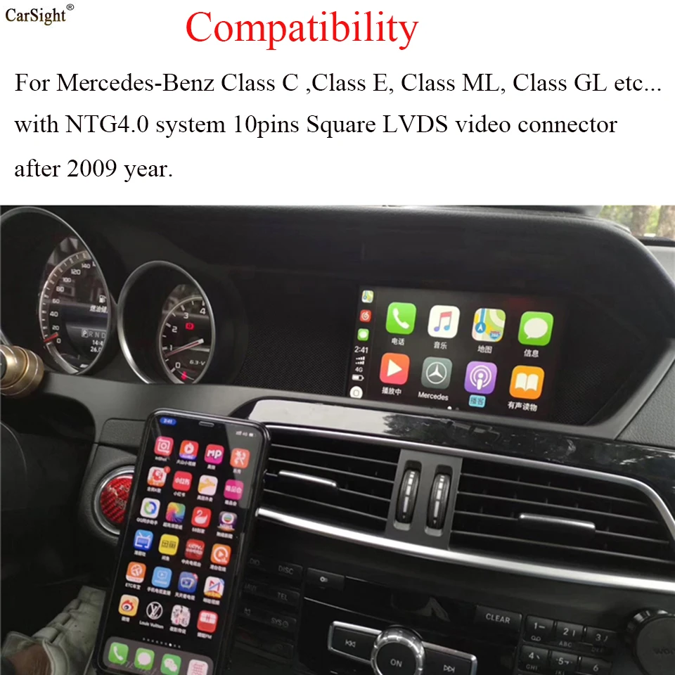 Interfaccia Videocamera Per Auto Scatola Video Carplay Per Mercedes Ntg4 Iphone Android Mirror-Link Car-Play W204 W212 W246 W166 W218 W463 W207