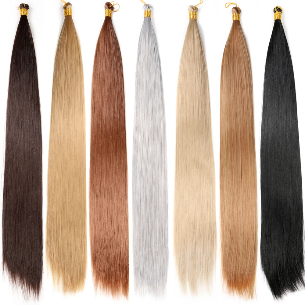 Bellqueen Straight Pony Hair Bulk 22 Pollici Grey Crochet Trecce Bundles Estensione Dei Capelli Intrecciati Sintetici Per Le Donne