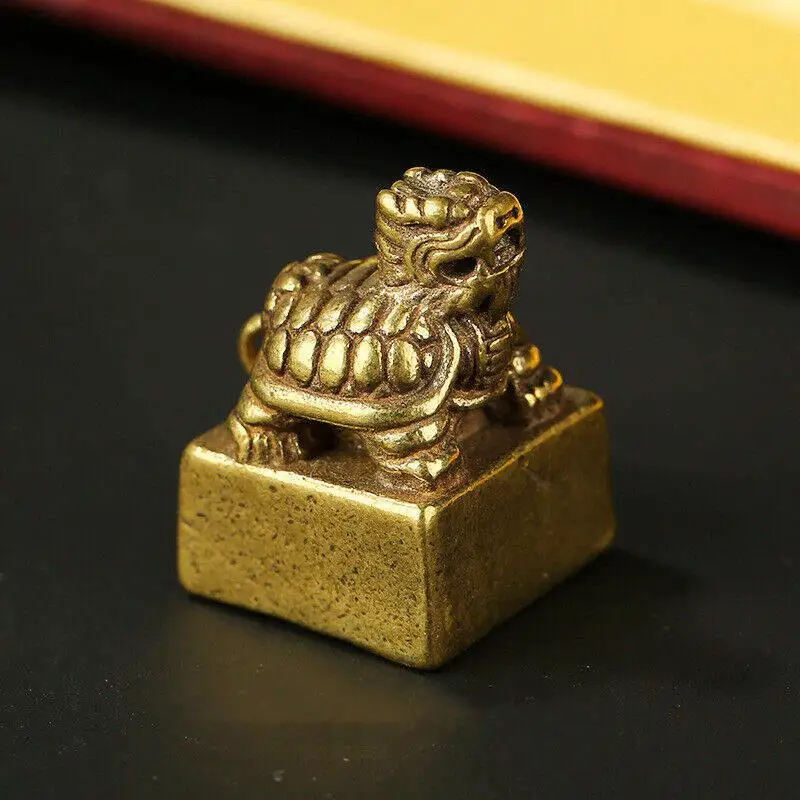 Rare Chinese Ancient Bronze Dragon Tortoise Turtle Seal Stamp Signet Pendant