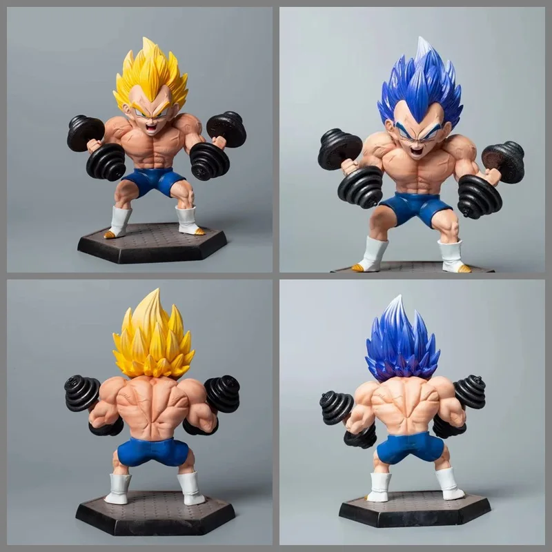 17Cm Dragon Ball Super Saiyan Anime Figure Vegeta Muscle Fitness Action Figurine Figurine Figurine Regalo Per Bambini