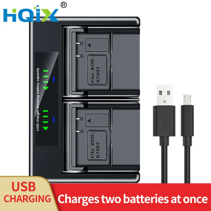 Hqix Per Kodak Easyshare V530 V630 Zoom Camera Klic-7002 Batteria A Doppio Caricatore
