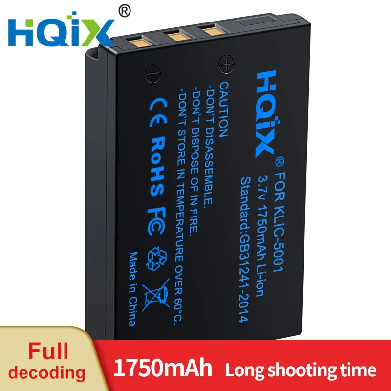 Hqix Per Kodak Easyshare P712 Z730 Z760 Z7590 Dx649 P850 P880 Dx6490 Dx7590 Dx763 Dx7440 Fotocamera Klic-5001 Caricabatterie Batteria