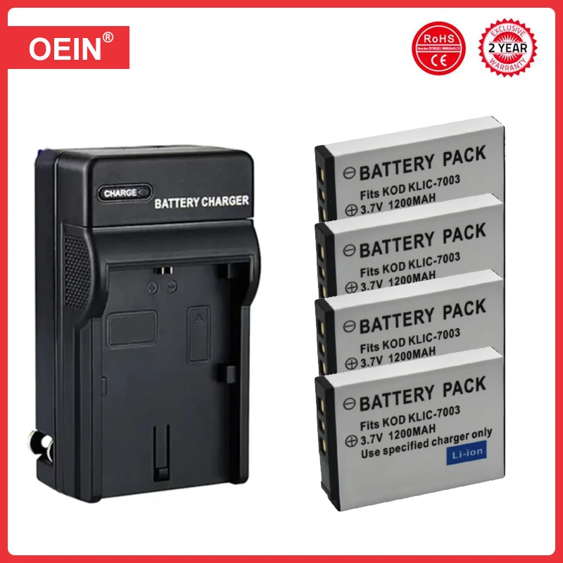 4 Pz 1200Mah Klic-7003 Klic7003 Klic 7003 Batteria Per Fotocamera Digitale Per Kodak Easyshare V1003 V803 M380 M381 M420 Md81 Z950