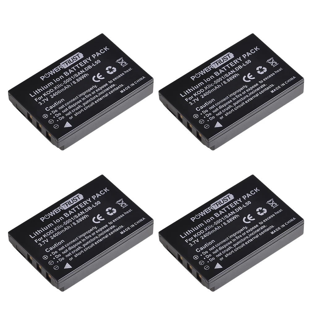 1X2400Mah Klic-5001 Db-L50 Batteria Per Kodak Easyshare P712 P850 P880 Z730 Z760 Z7590 Dx6490 Dx7440 Dx7590 Dx7630 Zoom