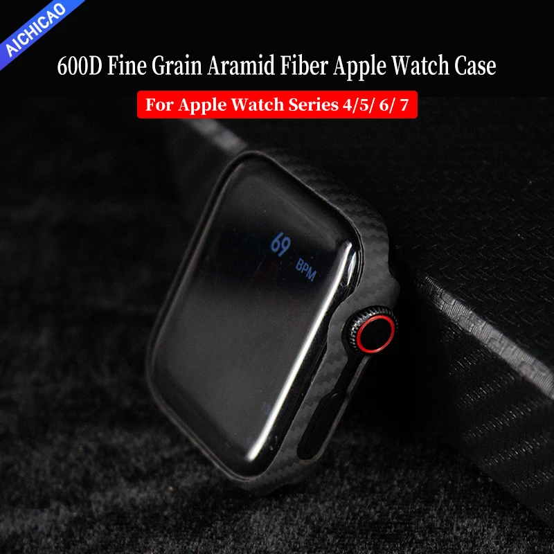 Custodia Acc-Carbon Per Iphone Watch Series 7, 8, 9, 45Mm, Custodia Rigida Ultrasottile E Anticaduta Per Iwatch Series 9, 41Mm Carbon Shell