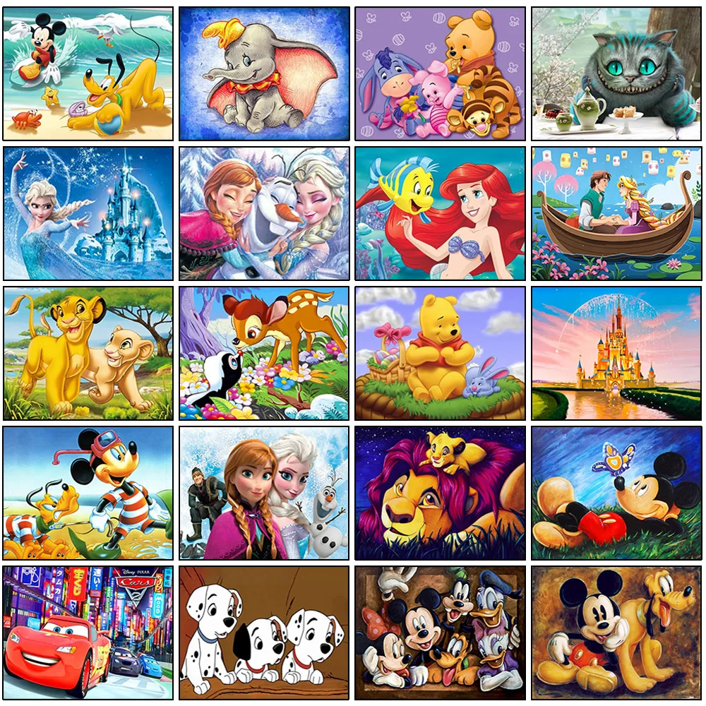 Disney Diamond Painting Cross Stitch Pattern 5D Diamond Ricamo "Cartoon Princess Mickey Mouse Winnie The Pooh" Home Decor Art