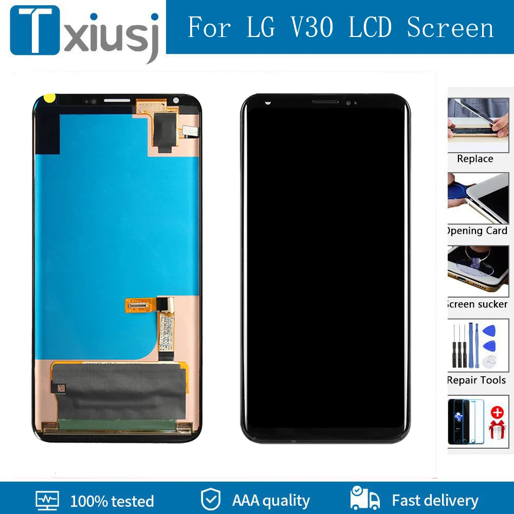 Aaa 6.0 "Super Amoled Per Lg V30 H930 H933 Display Lcd Touch Screen Digitizer Per Ltouch Screen Digitizer Assembly Kit Nero