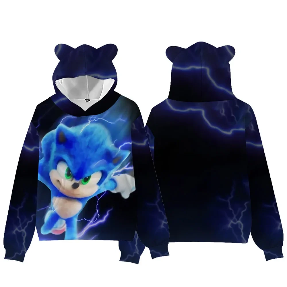Sonic Cat Ears Pullover Felpa Con Cappuccio Alla Moda Casual Top Giacca Calda E Confortevole