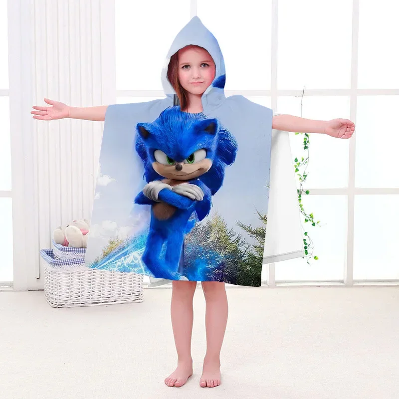 Accappatoio Per Bambini Esplosione Sonic Home Bath Può Indossare Asciugamano In Cotone Con Cappuccio Mantello Telo Da Bagno Telo Mare