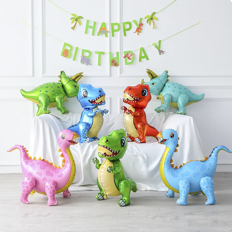 Grandi Palloncini Dinosauro Da Passeggio 4D Jurassic Dinosaur Party Supplies Bambini Compleanni Decorazioni Jungle Dragon Foil Globos Toys