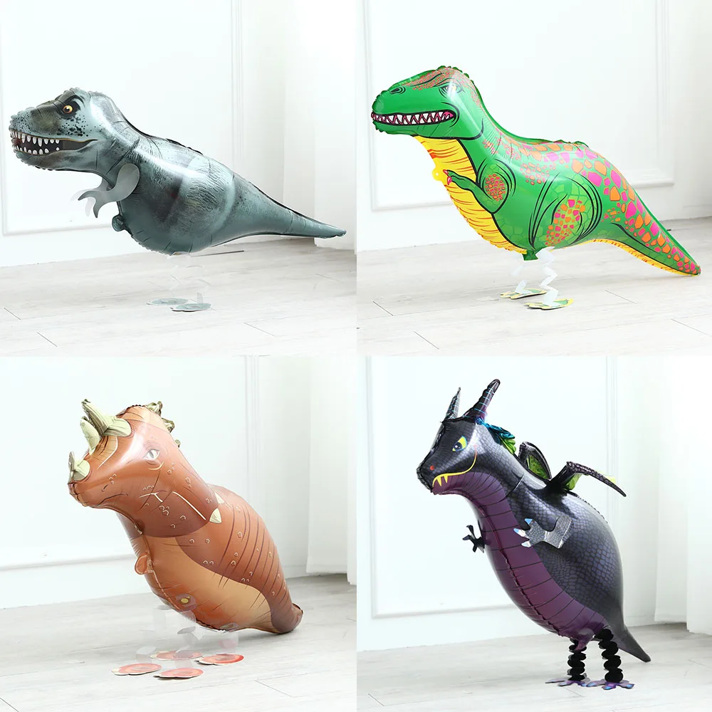 Stand Walking Dinosaur Balloons Dinosaur Theme Party Supplies Bambini Compleanni Decorazione Jungle Dinosaur Foil Globos Baby Shower