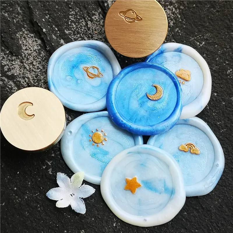 Design Speciale Per Cute Planet Cloud Sun Moon Star Rainbow Wax Seal Stamp Retro Antique Sealing Wax Stamp Scrapbooking Timbri