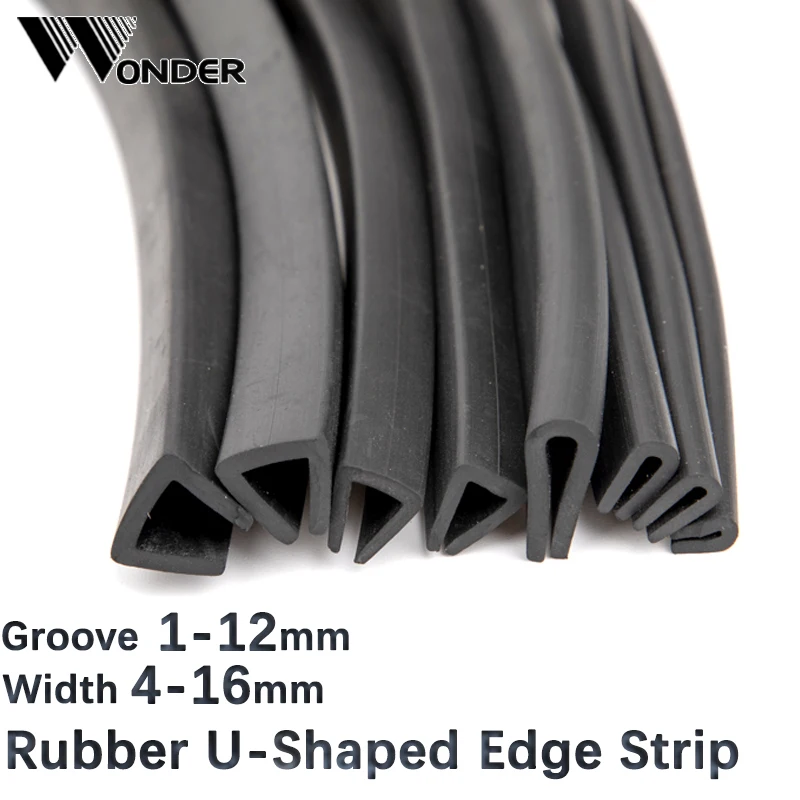 Gomma U Strip Edge Shield Encloser Bound Glass Metal Wood Panel Board Sheet Black U Type Sealing Strip Anti-Collision Protect