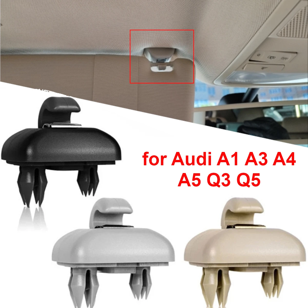 Parasole Interno Gancio Clip Snap Snap For Per Audi A1 A3 A4 A5 Q3 Q5 A7 S4 S5 Grigio Nero Beige